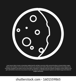 Black Eclipse of the sun icon isolated on black background. Total sonar eclipse.  Vector Illustration