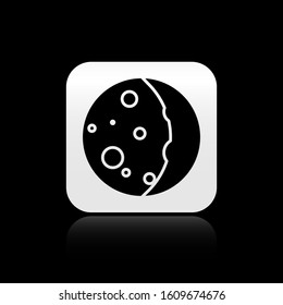 Black Eclipse of the sun icon isolated on black background. Total sonar eclipse. Silver square button. Vector Illustration
