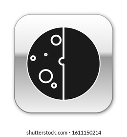 Black Eclipse of the sun icon isolated on white background. Total sonar eclipse. Silver square button. Vector Illustration