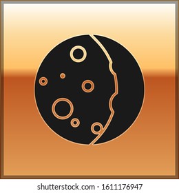 Black Eclipse of the sun icon isolated on gold background. Total sonar eclipse.  Vector Illustration