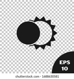 Black Eclipse of the sun icon isolated on transparent background. Total sonar eclipse.  Vector Illustration
