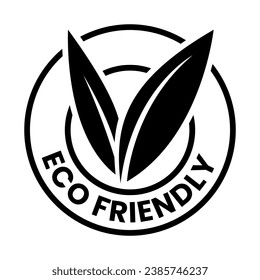 Black Eco Friendly Icon with V Shaped Leaves 5 on a White Background