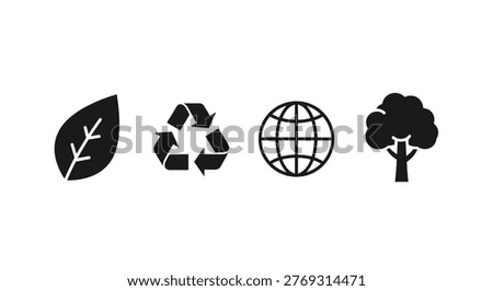 Black eco friendly icons on white