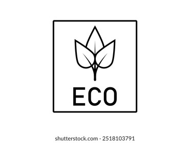Icono negro de la etiqueta ecológica con las hojas del árbol