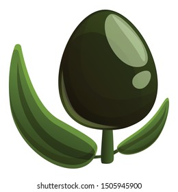 Black eco olive icon. Cartoon of black eco olive vector icon for web design isolated on white background