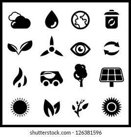 Black ecology icons | vector icon set