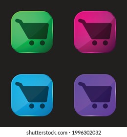 Black Ecommerce Cart four color glass button icon