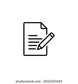 black Edit file line art icon, note, sign up vector illustration isolated on white background