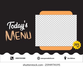 Black Editable square banner template design for food post on Instagram. Suitable for Social Media Post restaurant banner. Vector EPS 8