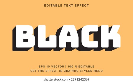 Black editable text effect in 3d style. Suitable for brand or business logos