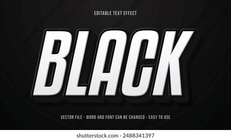 Black editable text effect, bold text style