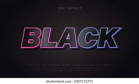 Black editable text effect with neon theme