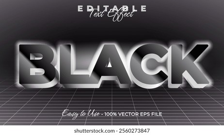 Black editable text style effect, Glow 3D text style theme.