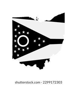 Black edition Ohio map flag vector silhouette illustration isolated on white background. United State of America country symbol.