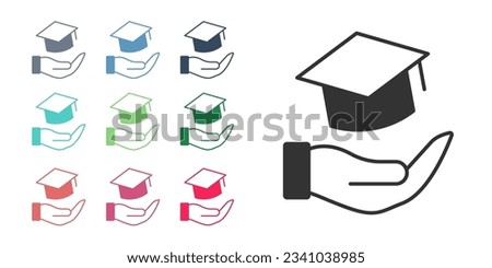 Black Education grant icon isolated on white background. Tuition fee, financial education, budget fund, scholarship program, graduation hat. Set icons colorful. Vector