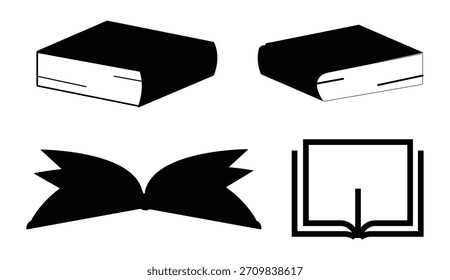 Preto livros educacionais vetor ícone design