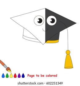 Black Educational Hat of Easy Degree, the coloring book to educate preschool kids with easy gaming level, the kid educational game to color the colorless half by sample.