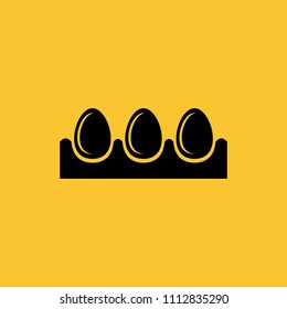 Black Egg Tray Icon on Yellow Background.  Egg Icon for use in Web  Mobile Apps.