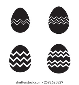 A black egg with a zigzag pattern in white easter day vibes