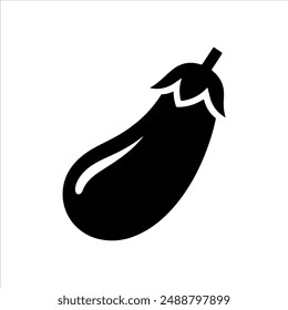 Black eggplant silhouette on white background. Eggplant icon sign vector illustration design.