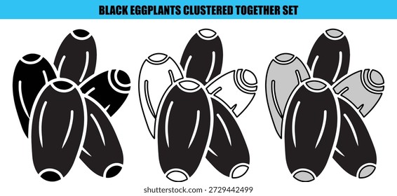 Unas berenjenas negras agrupadas