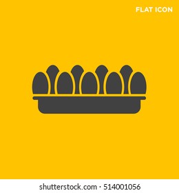 Black Eggs pot dish vector icon on yellow background