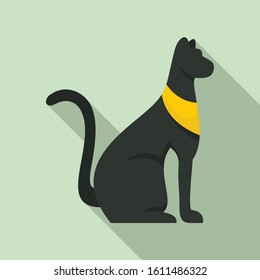 Black egypt cat icon. Flat illustration of black egypt cat vector icon for web design