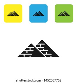 Black Egypt pyramids icon isolated on white background. Symbol of ancient Egypt. Set icons colorful square buttons. Vector Illustration