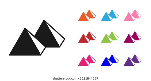 Black Egypt pyramids icon isolated on white background. Symbol of ancient Egypt. Set icons colorful. Vector