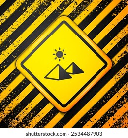 Black Egypt pyramids icon isolated on yellow background. Symbol of ancient Egypt. Warning sign. Vector