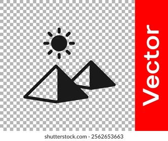 Black Egypt pyramids icon isolated on transparent background. Symbol of ancient Egypt.  Vector