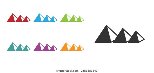 Black Egypt pyramids icon isolated on white background. Symbol of ancient Egypt. Set icons colorful. Vector