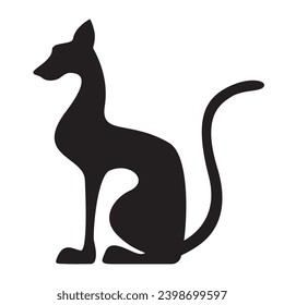 Black egyptian cat shape silhouette sitting on white background. Isolated icon. Vector illustration.