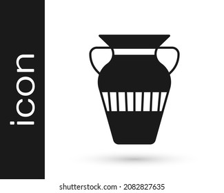 Black Egyptian vase icon isolated on white background. Symbol of ancient Egypt.  Vector