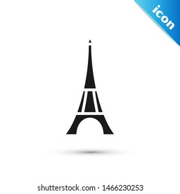 Black Eiffel tower icon isolated on white background. France Paris landmark symbol.  Vector Illustration