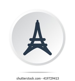 Black Eiffel Tower icon on white web button