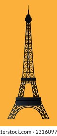 torre de eiffel negro sobre fondo naranja