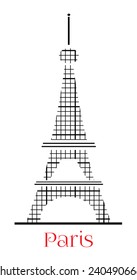 Black Eiffel tower with text on white background