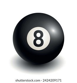 Black eight ball for playing pool billiards 