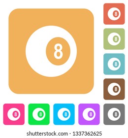 Black eight billiard ball flat icons on rounded square vivid color backgrounds.