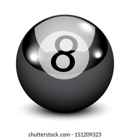 Black Eight billiard ball isolated on white 