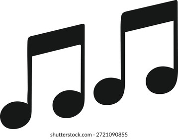 Black Eighth Musical Notes Silhouette Icons Isolated on a White Background