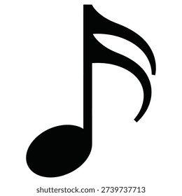 Black eighth note musical symbol for audio sound and music notation systems icon