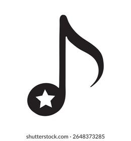 Uma oitava nota preta com uma estrela branca no fundo branco.