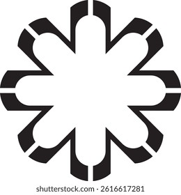 A black, eight-pointed, round-edged star vector logo