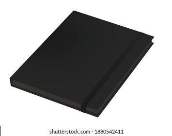 Black elastic notebook. vector illustration