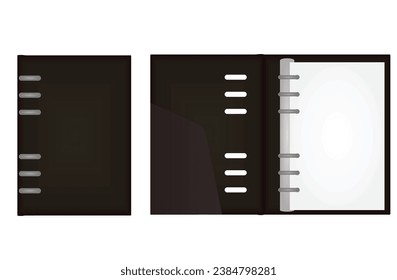 Cuaderno elástico negro. ilustración vectorial