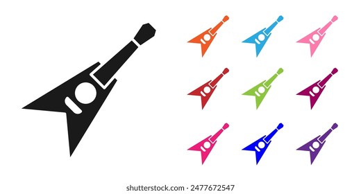 Black Electric bass guitar icon isolated on white background. Set icons colorful. Vector