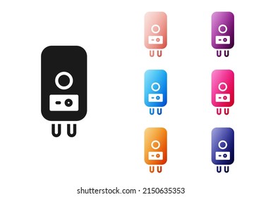 Black Electric boiler for heating water icon isolated on white background. Set icons colorful. Vector