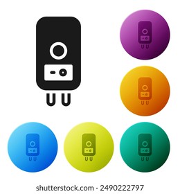 Black Electric boiler for heating water icon isolated on white background. Set icons in color circle buttons. Vector